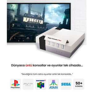 Kinhank Super Konsol X NES 256GB ÇİFT JOYSTİCK 117.000 + OYUN 50+ OYUN KONSOLU PSP/PS1/SNES/NES/N64/DC/NEO GEO